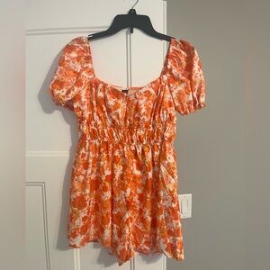 SHEIN Orange and White Floral Romper